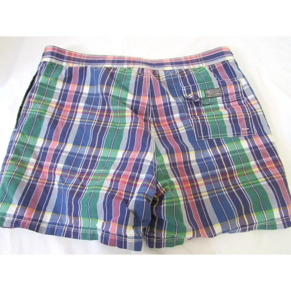 Polo Ralph Lauren‎ Madras Multi-color Plaid Swim Trunks L  Shorts Beach